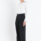 Striped Knit Top With Button Detail