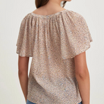 Park Printed Crinkle Cotton Gauze Top Blush