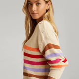 525 Ida: Stripe Button Shoulder Pullover