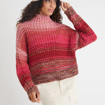 525 Valerie: Ombre Mockneck Pullover Toasted Almond Multi