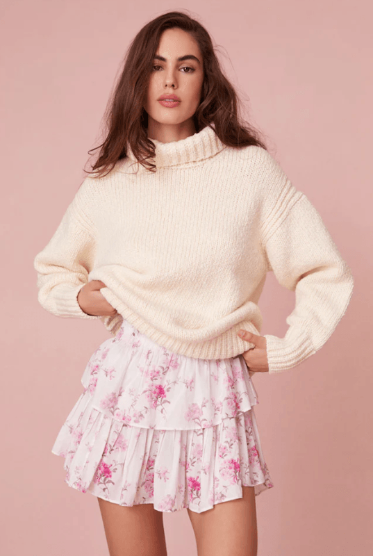 LoveShackFancy Ruffle Mini Floral Skirt Pink – KEEP Boutique