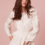 LoveShackFancy Jones Mini Dress Antique White