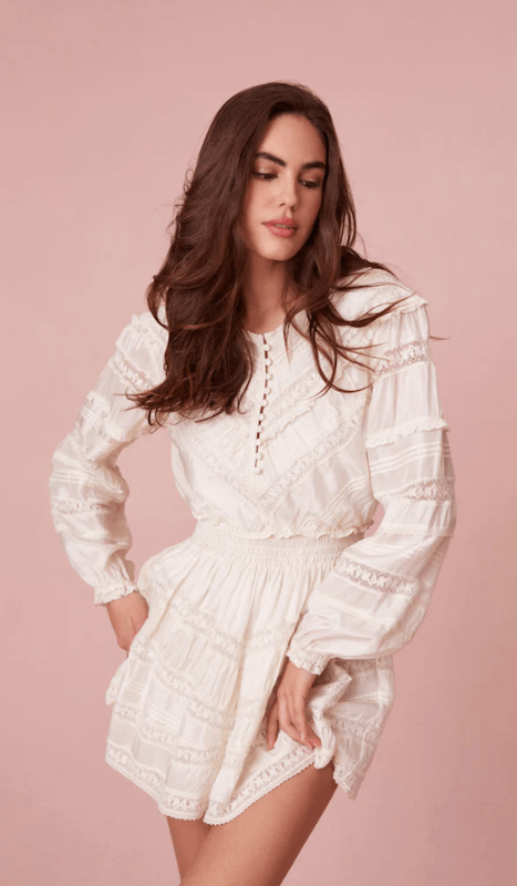 LoveShackFancy Jones Mini Dress Antique White KEEP Boutique LoveShackFancy Jones Mini Dress Antique White KEEP Boutique