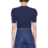 FRAME Ruched Sleeve Cashmere Sweater Navy