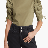 FRAME Ruched Tie Sleeve Tee