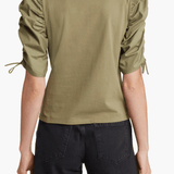 FRAME Ruched Tie Sleeve Tee