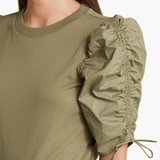 FRAME Ruched Tie Sleeve Tee