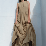 FRAME Sleeveless Tiered Maxi Cypress