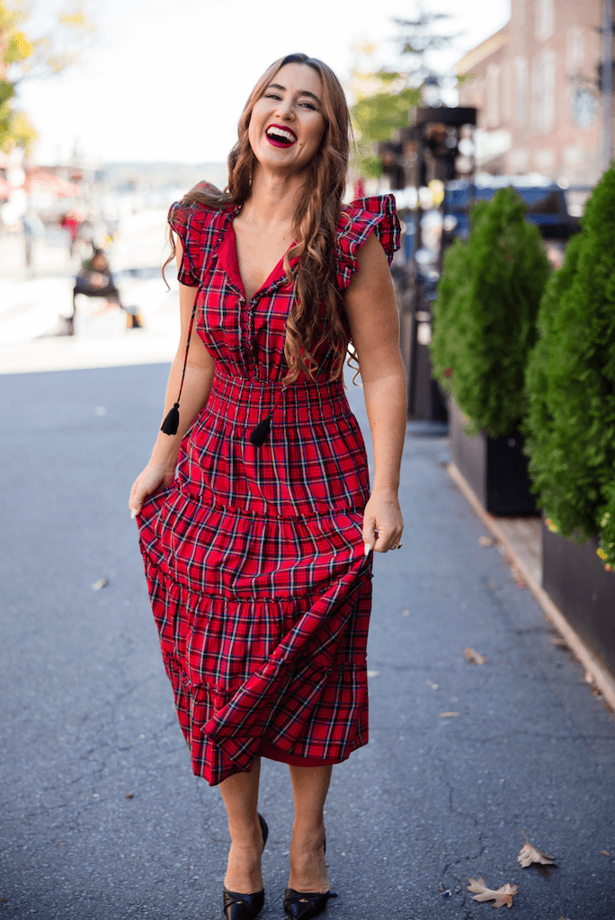 STS Smocked Waist Midi Dress Red Tartan / S STS Smocked Waist Midi Dress Red Tartan / S