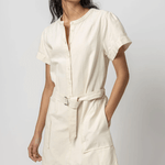 Lilla P Half-Placket Canvas Dress Ecru