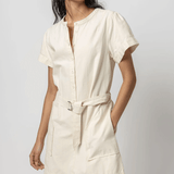 Lilla P Half-Placket Canvas Dress Ecru