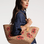 Frances Valentine Embroidered Staw Tote