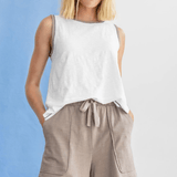 Lilla P Elastic Waist Drawstring Shorts Driftwood