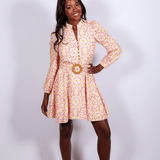 Peach & Lemon Belted Tunic Dress