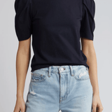 FRAME Draped Femme Short Sleeve Tee Navy