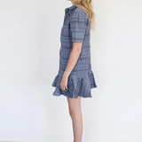 Never a Wallflower Everything Short Dress Blue Jacquard