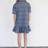 Never a Wallflower Everything Short Dress Blue Jacquard