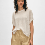 White + Warren Linen Ribbed Easy Tee White