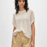 White + Warren Linen Ribbed Easy Tee White