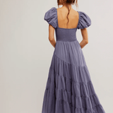 Free People Sundrenched Short Sleeve Maxi Blue Granite