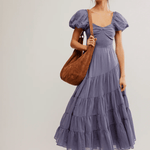 Free People Sundrenched Short Sleeve Maxi Blue Granite