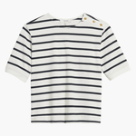 FRAME Button Detail Tee Navy Multi
