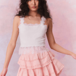 LoveShackFancy Ruffle Mini Skirt Bellerose Pink