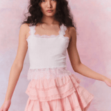 LoveShackFancy Ruffle Mini Skirt Bellerose Pink
