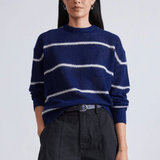 Apiece Apart Tissue Weight Sweater Navy Stripe
