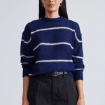Apiece Apart Tissue Weight Sweater Navy Stripe