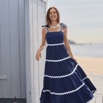 Ric-Rac Bow Strap Maxi Dress Navy