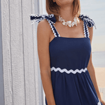 Ric-Rac Bow Strap Maxi Dress Navy