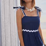 Ric-Rac Bow Strap Maxi Dress Navy