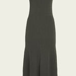 FRAME Shiny Rib Sweater Dress Willow Green