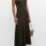FRAME Shiny Rib Sweater Dress Willow Green