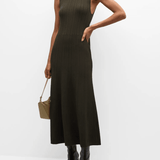 FRAME Shiny Rib Sweater Dress Willow Green
