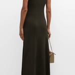 FRAME Shiny Rib Sweater Dress Willow Green