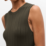 FRAME Shiny Rib Sweater Dress Willow Green