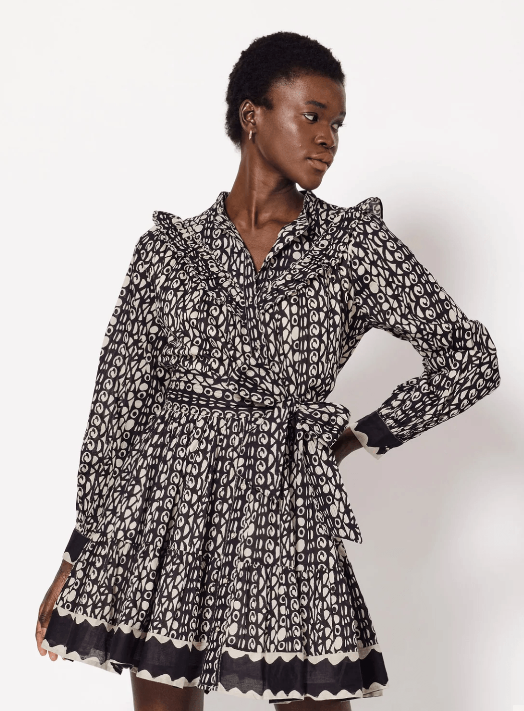 antonia mini dress For Love & Lemons Antonia Linen Floral Mini Dress
