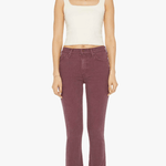 MOTHER The Insider Crop Step Fray Mauve Wine