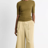 Ribbed Cotton Elbow-Sleeve T-Shirt Laurel
