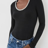 Janay Long Sleeve U Neck Top Black