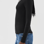 Janay Long Sleeve U Neck Top Black