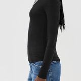 Janay Long Sleeve U Neck Top Black