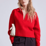 Apiece Apart Split Neck Henley Chili