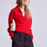 Apiece Apart Split Neck Henley Chili