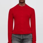 Cashmere Crewneck Cardigan Fire