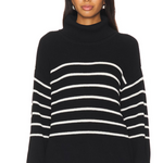 525 America Elise Oversized Striped Turtleneck Pullover Sea Salt Multi