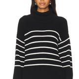 525 America Elise Oversized Striped Turtleneck Pullover Sea Salt Multi