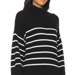 525 America Elise Oversized Striped Turtleneck Pullover Sea Salt Multi